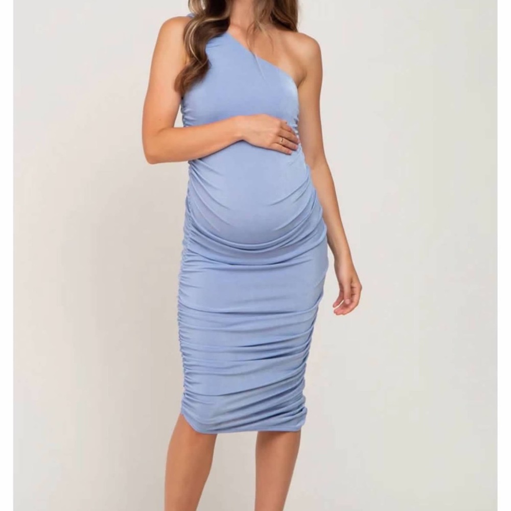 One shoulder maternity dress